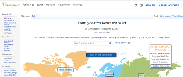 familysearch wiki homepage